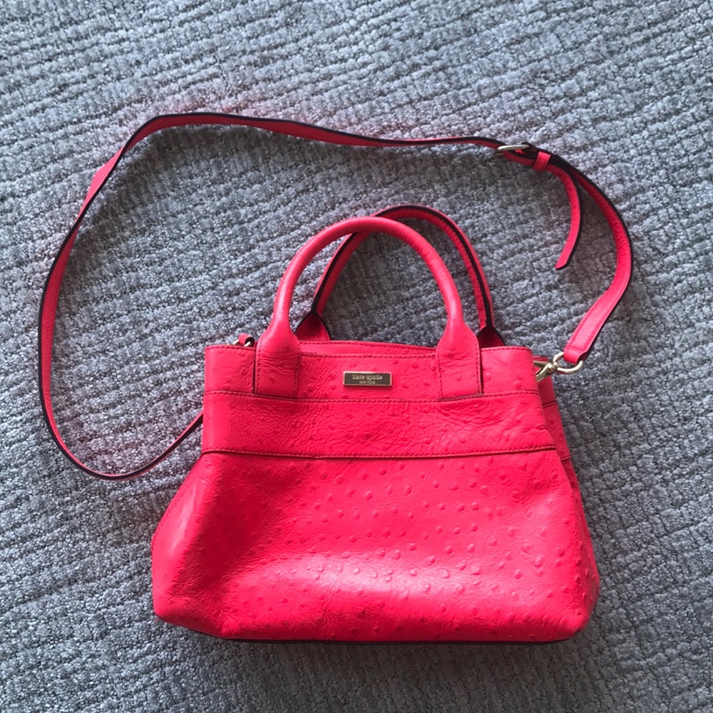 Authentic Kate Spade hot pink ostrich print purse